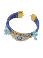 NVR Set of 2 Blue Evil Eye & Kundan Studded Handcrafted Bhaiya Bhabhi Rakhi Combo - Distacart