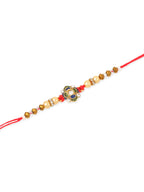NVR Men Set of 2 Red & Gold Floral Design Artificial Stones & Beads Thread Rakhi Combo - Distacart