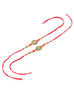 NVR Men Set of 2 Floral Design Red Artificial Stones & Beads Thread Rakhi Combo - Distacart