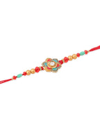 NVR Men Set of 2 Floral Design Red Artificial Stones & Beads Thread Rakhi Combo - Distacart