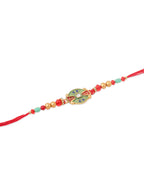 NVR Men Set of 2 Floral Design Red Artificial Stones & Beads Thread Rakhi Combo - Distacart