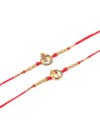 NVR Men Set of 2 Golden Red Religious Designer Ganesh Ji Thread Rakhi Combo - Distacart