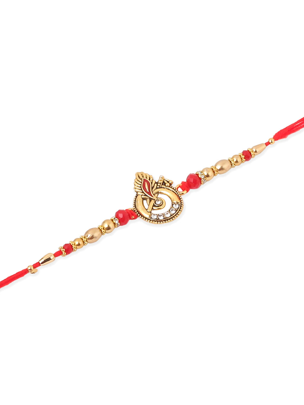 NVR Men Set of 2 Golden Red Religious Designer Ganesh Ji Thread Rakhi Combo - Distacart