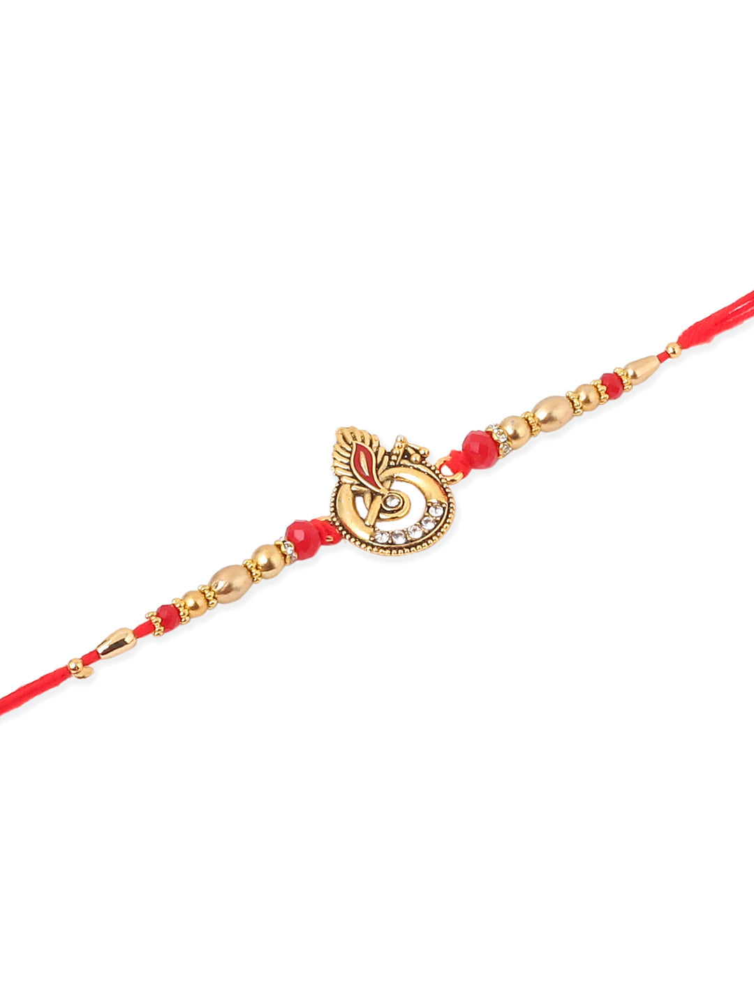 NVR Men Set of 2 Golden Red Religious Designer Ganesh Ji Thread Rakhi Combo - Distacart