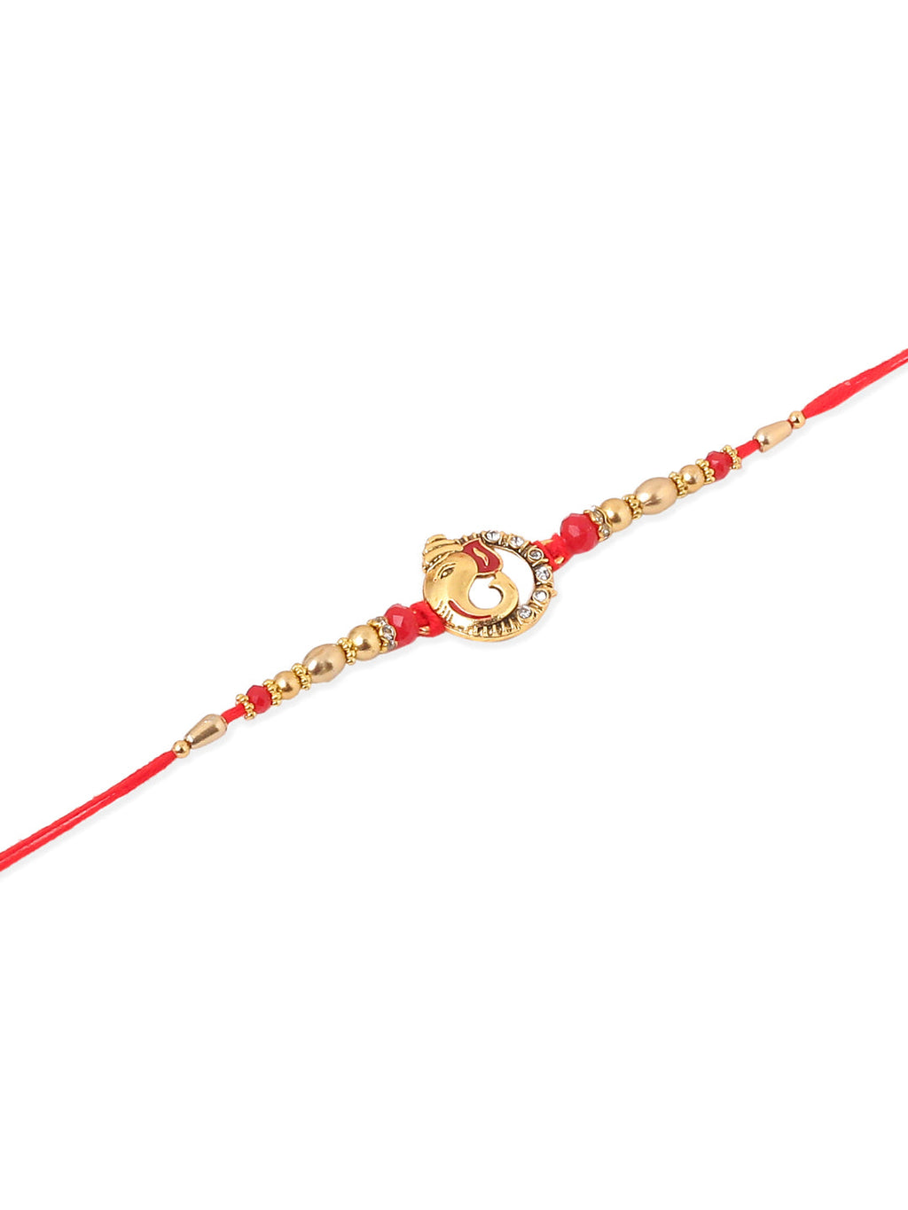 NVR Men Set of 2 Golden Red Religious Designer Ganesh Ji Thread Rakhi Combo - Distacart