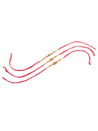 NVR Men Set of 3 Red & Gold Floral Design Artificial Stones and Beads Thread Rakhi Combo - Distacart