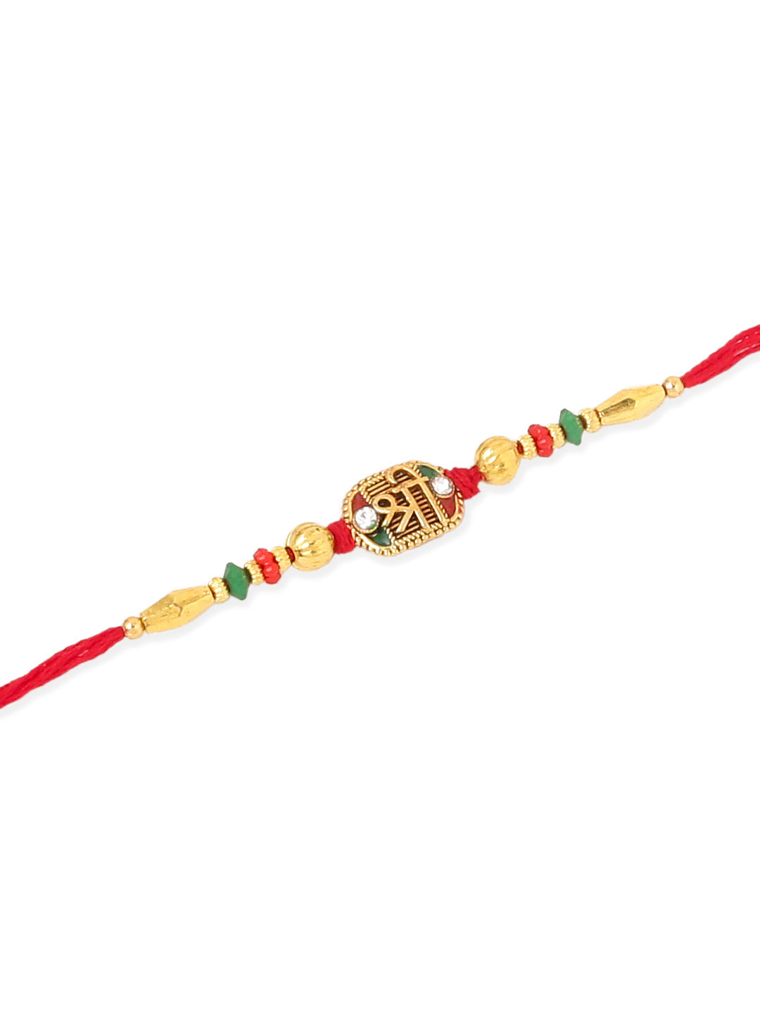 NVR Men Set of 3 Red & Gold Floral Design Artificial Stones and Beads Thread Rakhi Combo - Distacart