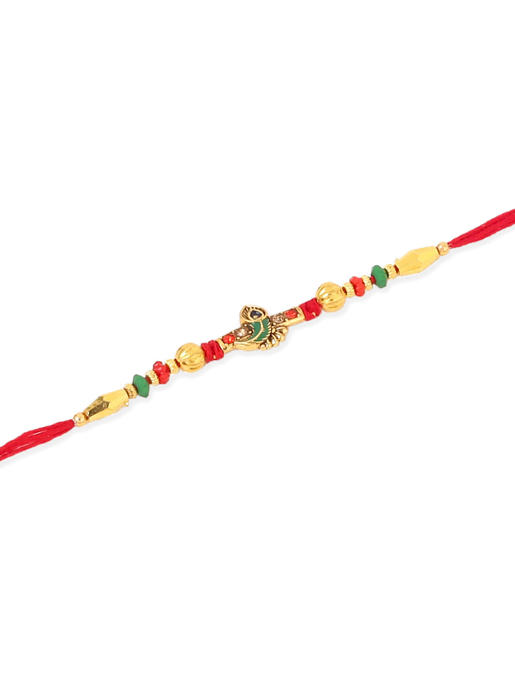 NVR Men Set of 3 Red & Gold Floral Design Artificial Stones and Beads Thread Rakhi Combo - Distacart