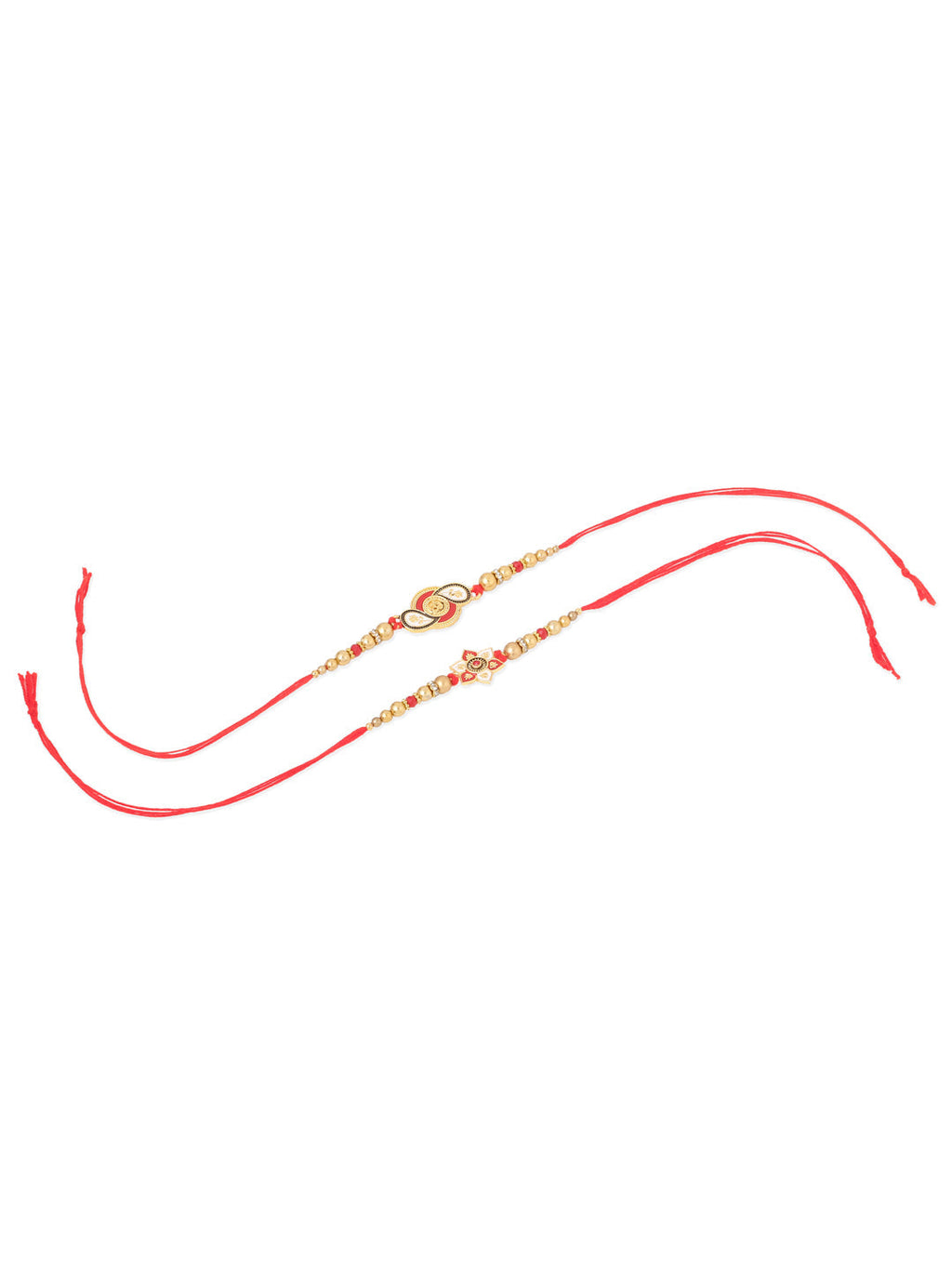 NVR Men Set of 2 Red & Gold Floral Design Artificial Beads Thread Rakhi Combo - Distacart