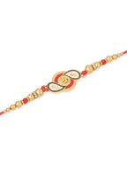 NVR Men Set of 2 Red & Gold Floral Design Artificial Beads Thread Rakhi Combo - Distacart