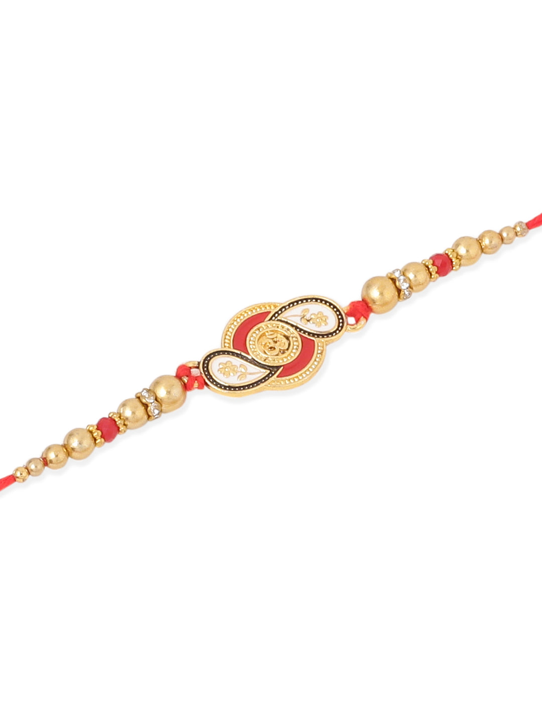 NVR Men Set of 2 Red & Gold Floral Design Artificial Beads Thread Rakhi Combo - Distacart