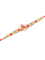 NVR Men Set of 2 Red & Gold Floral Design Artificial Beads Thread Rakhi Combo - Distacart