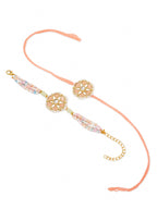 NVR Set of 2 Peach Color Artificial Stones & Pearls Bhaiya Bhabhi Rakhi Combo - Distacart
