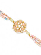 NVR Set of 2 Peach Color Artificial Stones & Pearls Bhaiya Bhabhi Rakhi Combo - Distacart