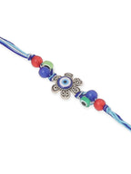 NVR Set of 2 Blue Evil Eye & Peacock Design Artificial Beads Bhaiya Bhabhi Rakhi Combo - Distacart