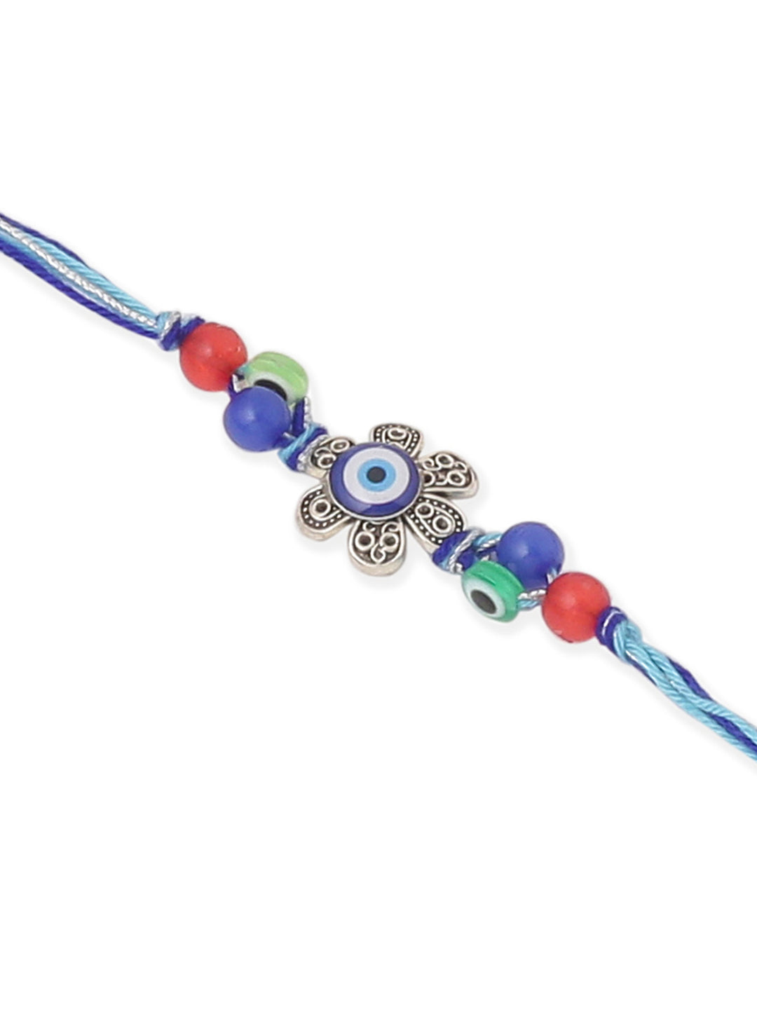 NVR Set of 2 Blue Evil Eye & Peacock Design Artificial Beads Bhaiya Bhabhi Rakhi Combo - Distacart