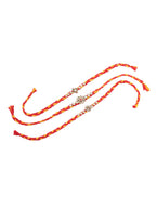 NVR Men Set of 3 Red & Yellow Kundan Studded Floral Design Thread Rakhi Combo - Distacart