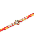 NVR Men Set of 6 Red & Yellow Kundan Studded Floral Design Thread Rakhi Combo - Distacart