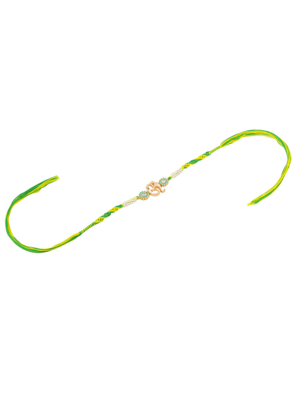 NVR Men Green Kundan Studded Om Design Thread Rakhi, Combo for Rakshabandhan - Distacart