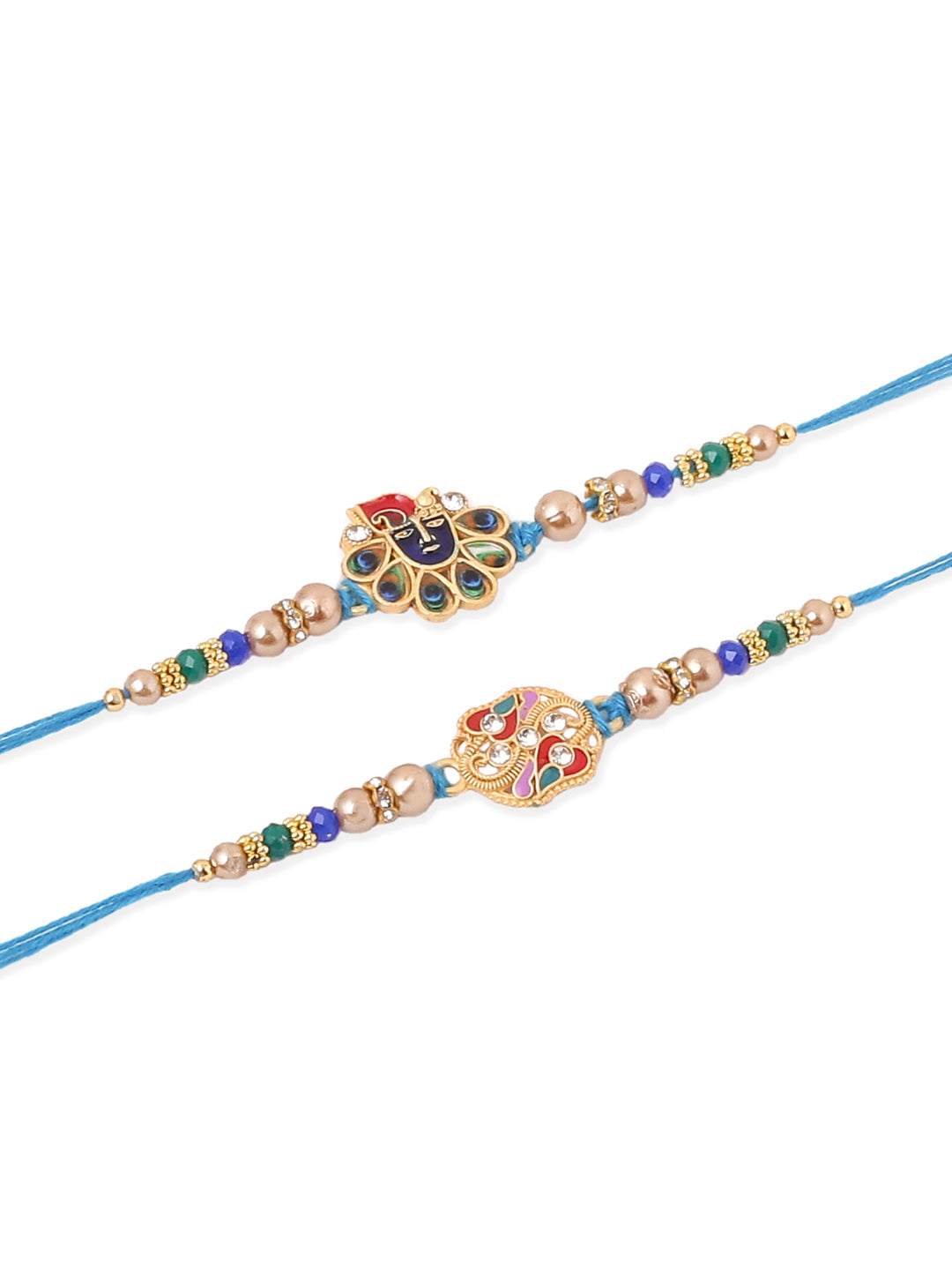 NVR Men Set of 2 Blue Artificial Stones & Beads Thread Rakhi, Combo for Rakshabandhan - Distacart