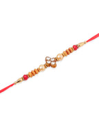 NVR Men Set of 4 Red Artificial Stones & Beads Floral Shape Thread Rakhi Combo - Distacart