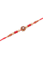 NVR Men Set of 4 Red Artificial Stones & Beads Floral Shape Thread Rakhi Combo - Distacart