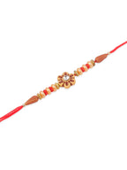 NVR Men Set of 4 Red Artificial Stones & Beads Floral Shape Thread Rakhi Combo - Distacart