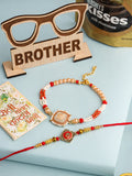 NVR Set of 2 Gold Toned Artificial Stones & Beads Om Design Bhaiya Bhabhi Rakhi Combo - Distacart
