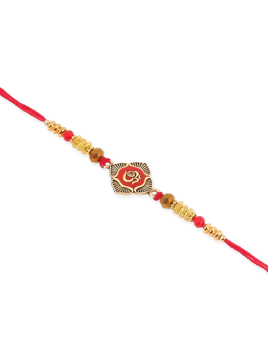 NVR Set of 2 Gold Toned Artificial Stones & Beads Om Design Bhaiya Bhabhi Rakhi Combo - Distacart