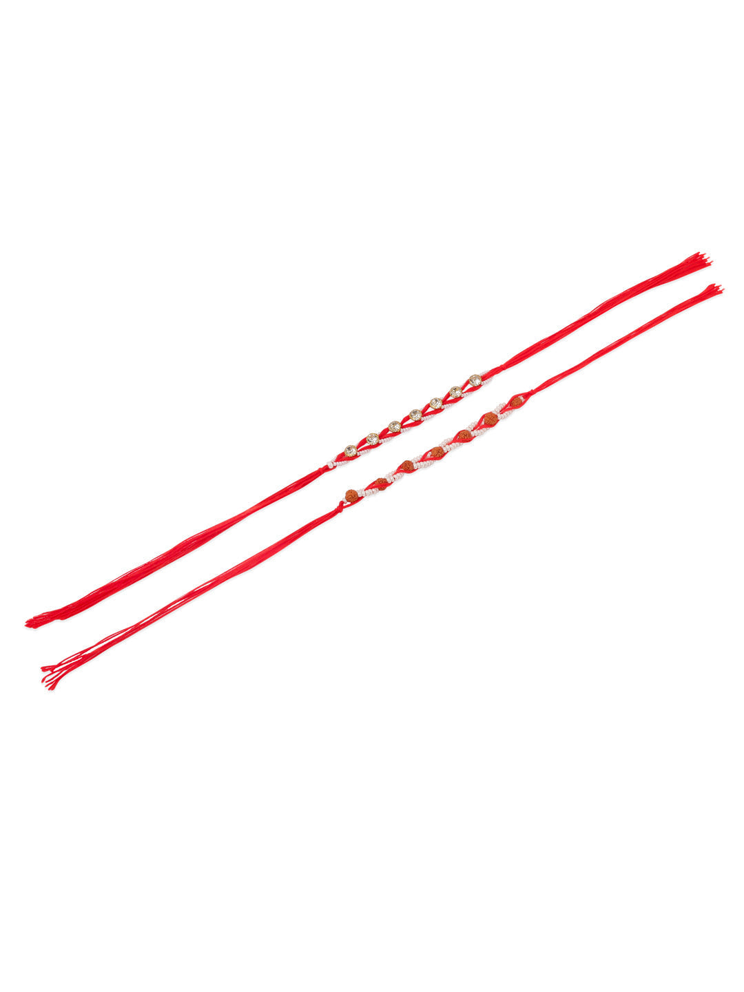 NVR Men Set of 2 Red Artificial Stones & Rudraksh Thread Rakhi, Combo for Rakshabandhan - Distacart