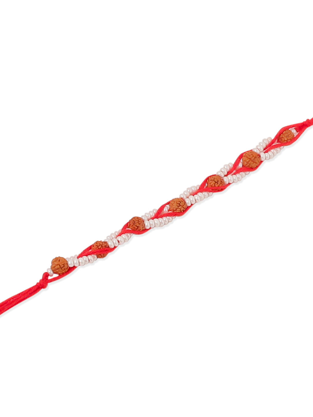 NVR Men Set of 2 Red Artificial Stones & Rudraksh Thread Rakhi with Roli Chawal Chandan & Mishri - Distacart
