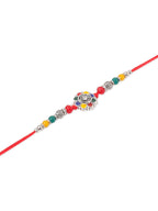 NVR Men Multicolor Artificial Stones & Beads Floral Design Thread Rakhi with Roli Chawal Chandan & Mishri - Distacart