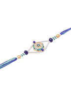 NVR Men Blue Artificial Stones & Beads Floral Design Thread Rakhi Combo - Distacart