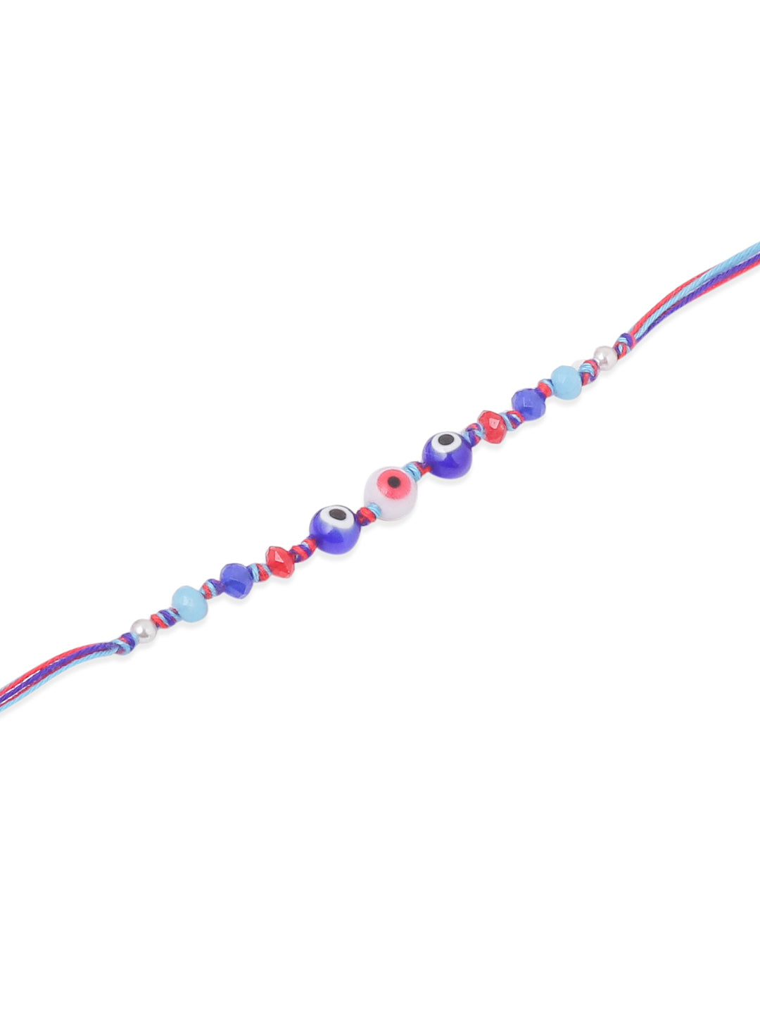 NVR Men Multicolor Evil Eye Artificial Beads Thread Rakhi with Roli Chawal Chandan & Mishri - Distacart