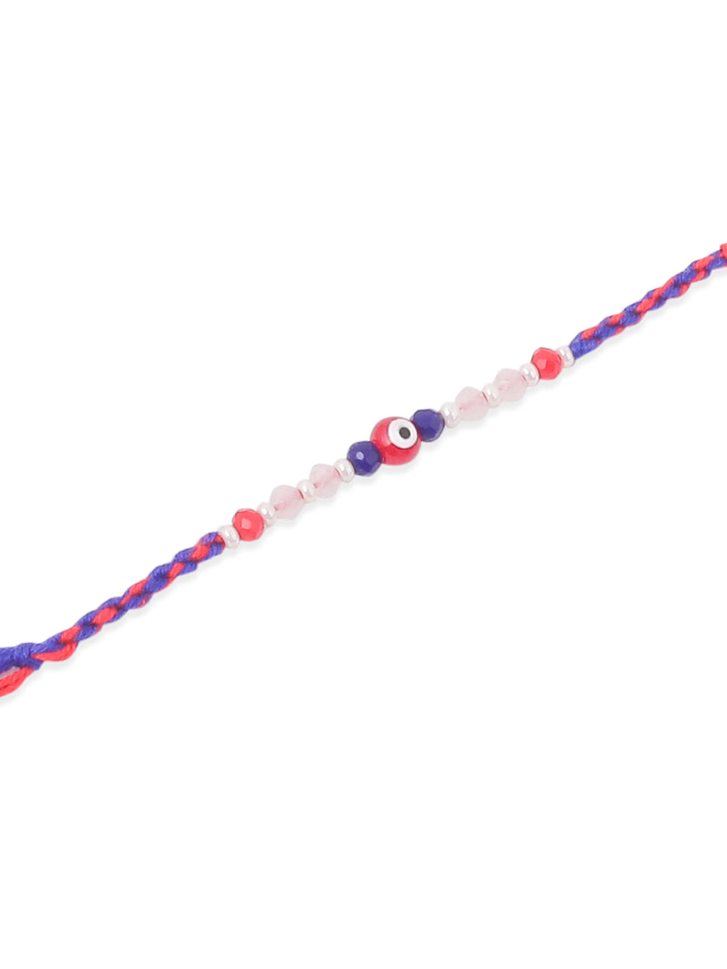 NVR Men Multicolor Evil Eye Artificial Beads Thread Rakhi with Roli Chawal Chandan & Mishri - Distacart
