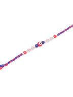 NVR Men Multicolor Evil Eye Artificial Beads Thread Rakhi with Roli Chawal Chandan & Mishri - Distacart