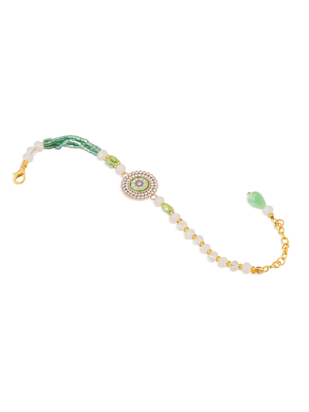 NVR Women Green Artificial Stones & Beads Floral Wraparound Rakhi, Combo for Rakshabandhan - Distacart