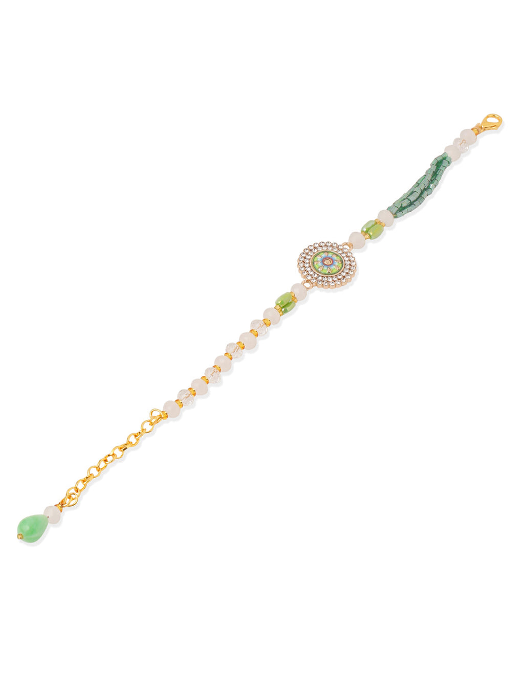 NVR Women Green Artificial Stones & Beads Floral Wraparound Rakhi, Combo for Rakshabandhan - Distacart