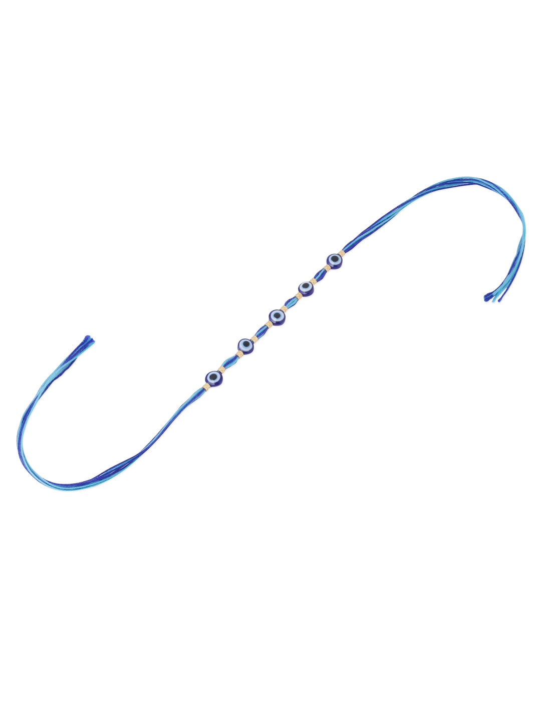 NVR Men's Blue Evil Eye Thread Rakhi with Roli Chawal Chandan & Mishri - Distacart