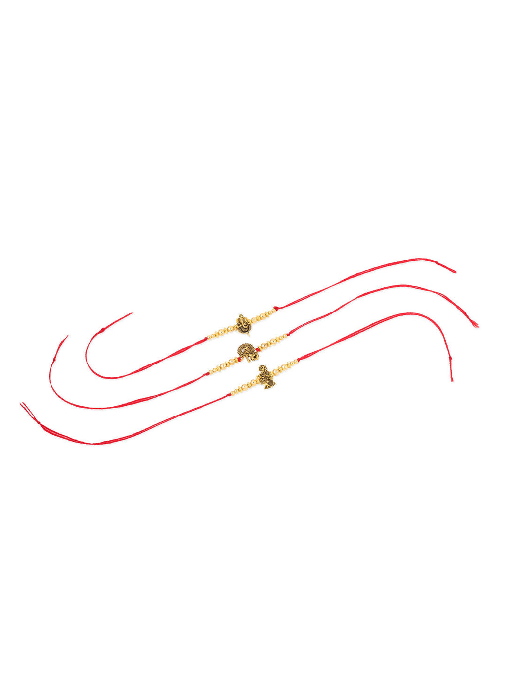NVR Men Set of 3 Gold Toned Designer Ganesh Ji Thread Rakhi, Combo for Rakshabandhan - Distacart