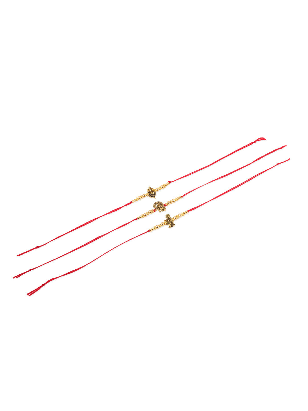 NVR Men Set of 3 Gold Toned Designer Ganesh Ji Thread Rakhi, Combo for Rakshabandhan - Distacart