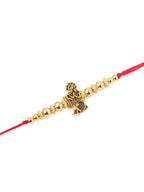 NVR Men Set of 3 Gold Toned Designer Ganesh Ji Thread Rakhi with Roli Chawal Chandan & Mishri - Distacart