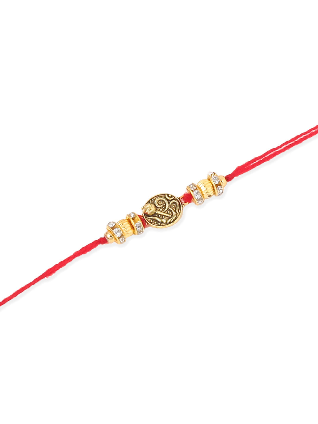NVR Men Set of 4 Gold Toned Artificial Stones Swastik Design Thread Rakhi Combo - Distacart