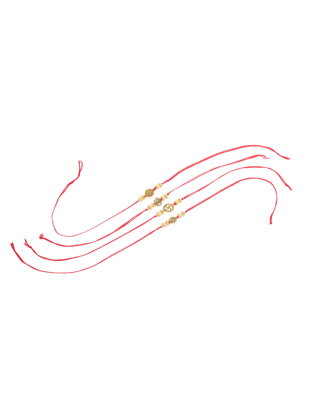 NVR Men Set of 4 Gold Toned Artificial Stones Swastik Design Thread Rakhi Combo - Distacart