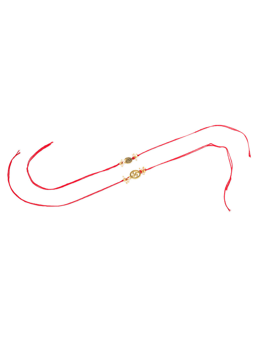 NVR Men Set of 2 Gold Toned Pearls Swastik Desgin Thread Rakhi, Combo for Rakshabandhan - Distacart