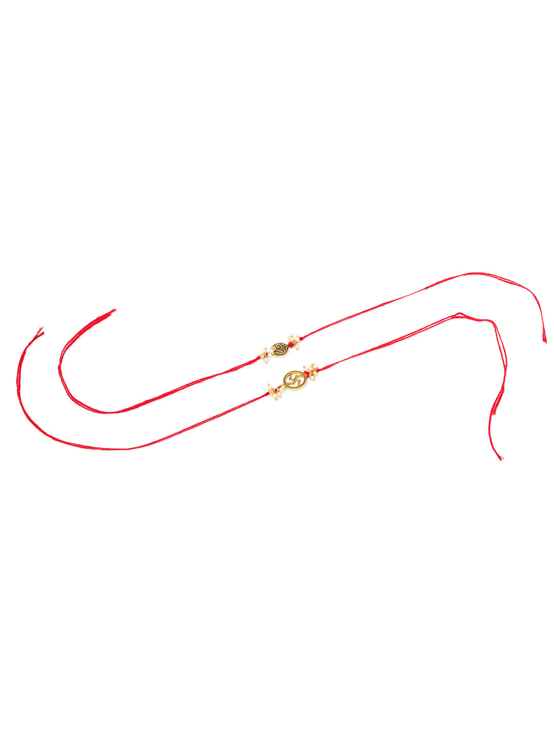 NVR Men Set of 2 Gold Toned Pearls Swastik Desgin Thread Rakhi, Combo for Rakshabandhan - Distacart