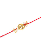 NVR Men Set of 2 Gold Toned Pearls Swastik Desgin Thread Rakhi with Roli Chawal Chandan & Mishri - Distacart