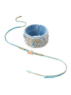 NVR Set of 2 Blue Artificial Stones & Beads Floral Bhaiya Bhabhi Rakhi Combo - Distacart