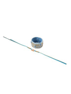 NVR Set of 2 Blue Artificial Stones & Beads Floral Bhaiya Bhabhi Rakhi Combo - Distacart