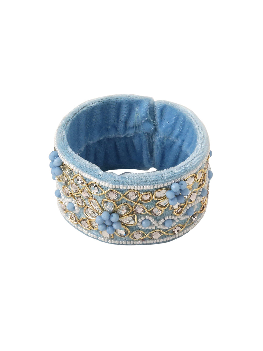 NVR Set of 2 Blue Artificial Stones & Beads Floral Bhaiya Bhabhi Rakhi with Roli Chawal Chandan & Mishri - Distacart